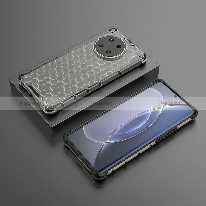 Silicone Transparent Frame Case Cover 360 Degrees AM2 for Vivo X90 Pro 5G Black