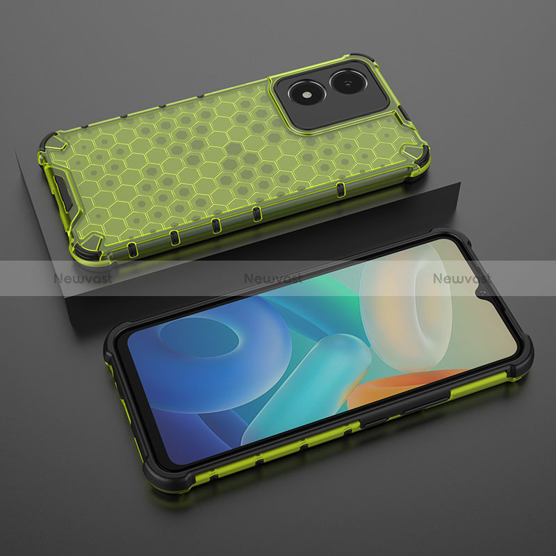 Silicone Transparent Frame Case Cover 360 Degrees AM2 for Vivo Y02S Green