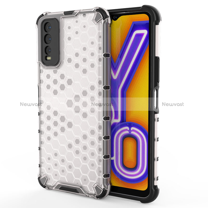 Silicone Transparent Frame Case Cover 360 Degrees AM2 for Vivo Y12A White