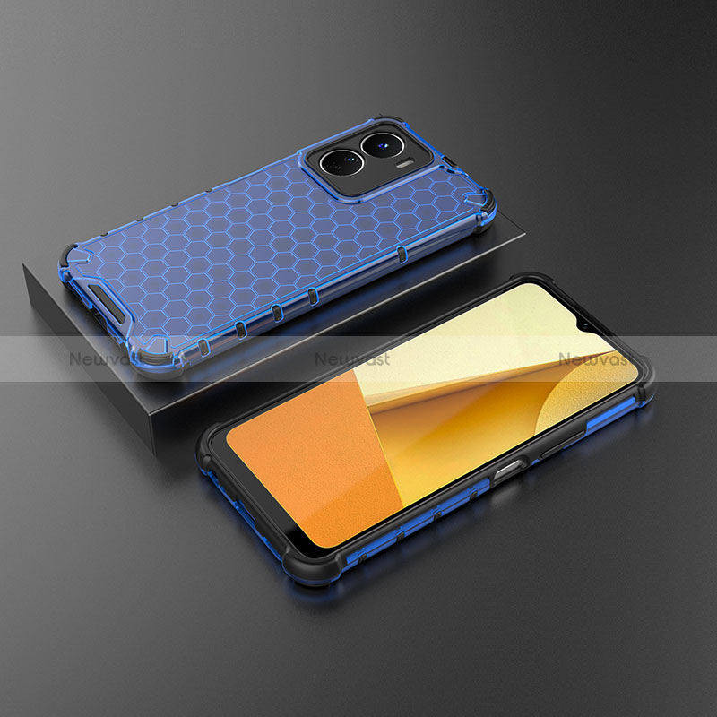 Silicone Transparent Frame Case Cover 360 Degrees AM2 for Vivo Y16 Blue