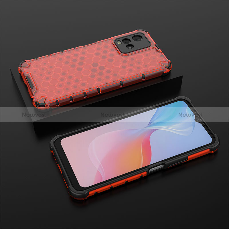 Silicone Transparent Frame Case Cover 360 Degrees AM2 for Vivo Y21a Red