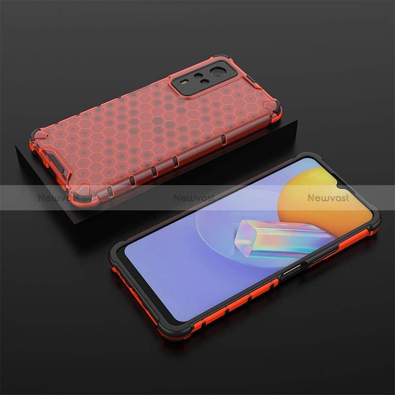 Silicone Transparent Frame Case Cover 360 Degrees AM2 for Vivo Y51 (2021) Red