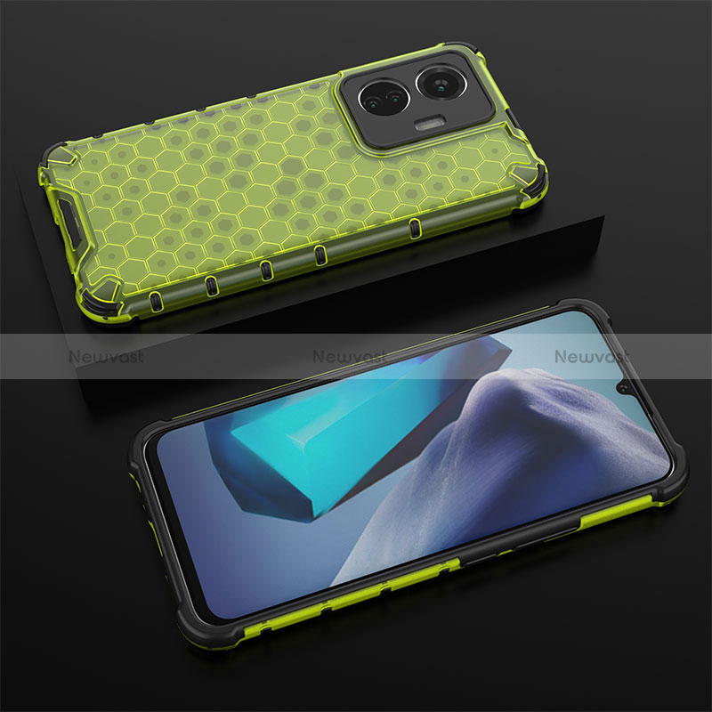 Silicone Transparent Frame Case Cover 360 Degrees AM2 for Vivo Y55 4G Green