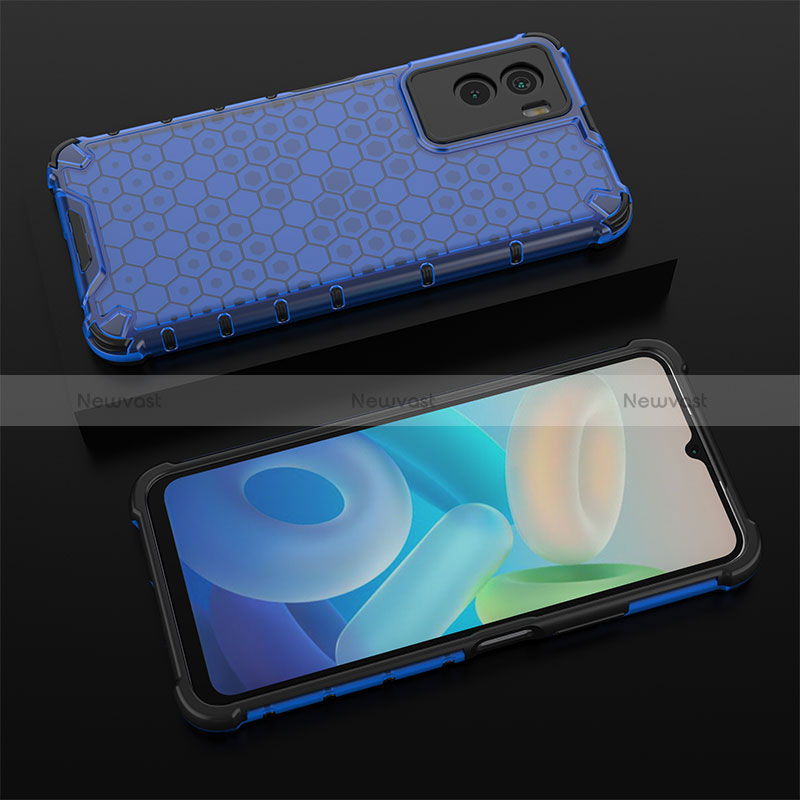 Silicone Transparent Frame Case Cover 360 Degrees AM2 for Vivo Y55s (2021) Blue