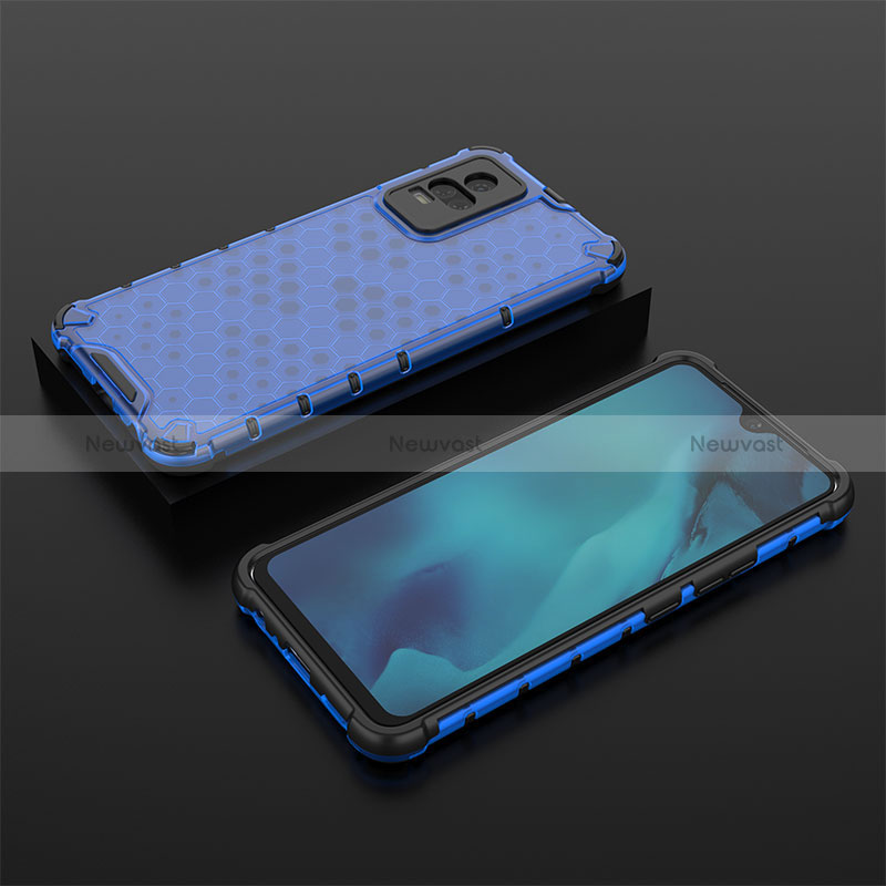 Silicone Transparent Frame Case Cover 360 Degrees AM2 for Vivo Y73 (2021) Blue