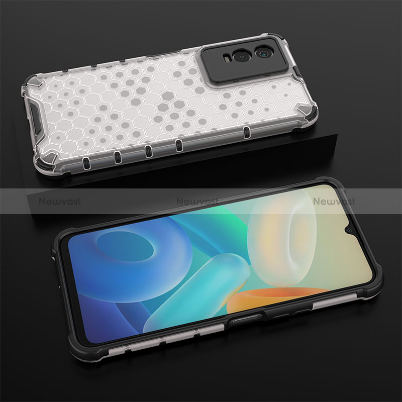 Silicone Transparent Frame Case Cover 360 Degrees AM2 for Vivo Y74s 5G