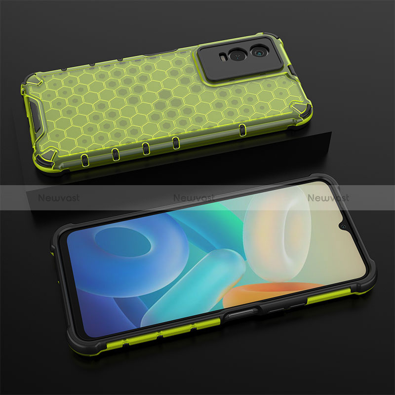 Silicone Transparent Frame Case Cover 360 Degrees AM2 for Vivo Y74s 5G Green