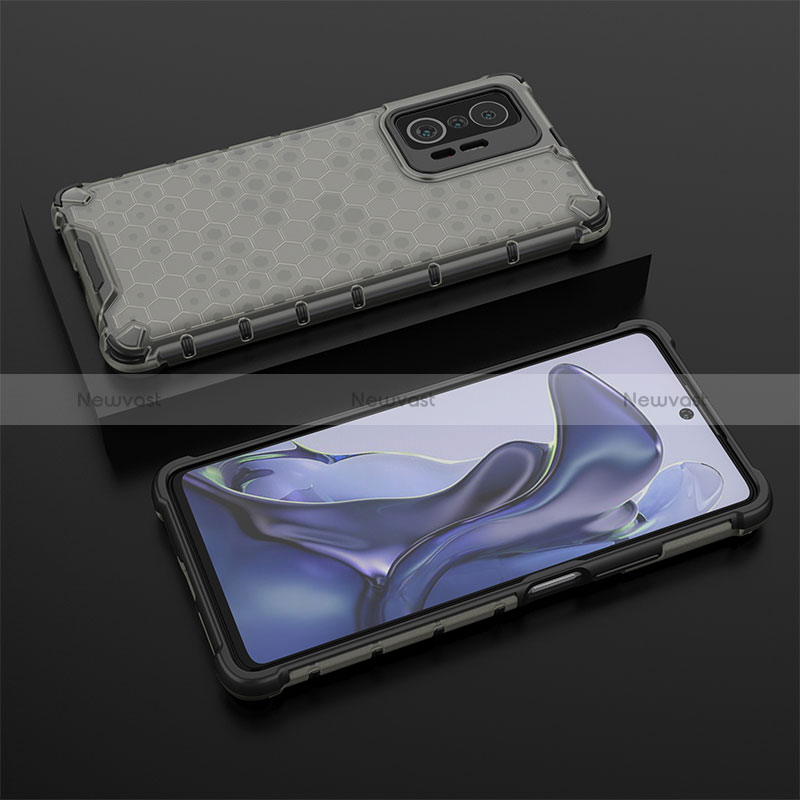 Silicone Transparent Frame Case Cover 360 Degrees AM2 for Xiaomi Mi 11T 5G Black