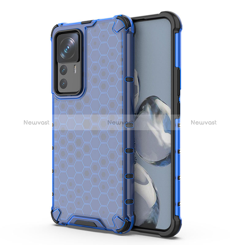 Silicone Transparent Frame Case Cover 360 Degrees AM2 for Xiaomi Mi 12T Pro 5G Blue