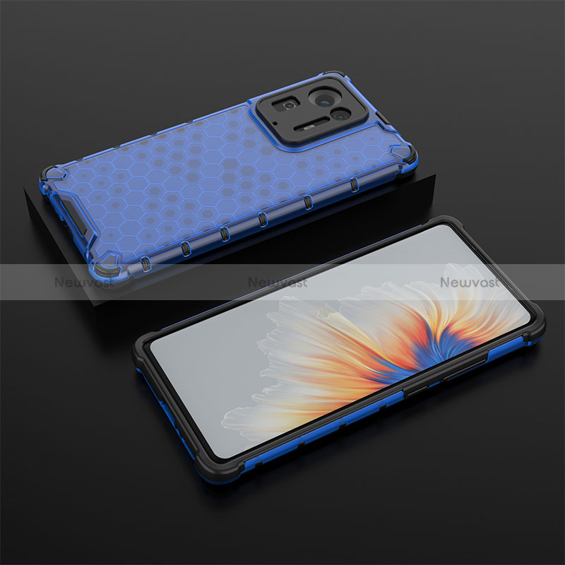 Silicone Transparent Frame Case Cover 360 Degrees AM2 for Xiaomi Mi Mix 4 5G Blue