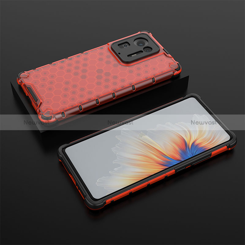 Silicone Transparent Frame Case Cover 360 Degrees AM2 for Xiaomi Mi Mix 4 5G Red