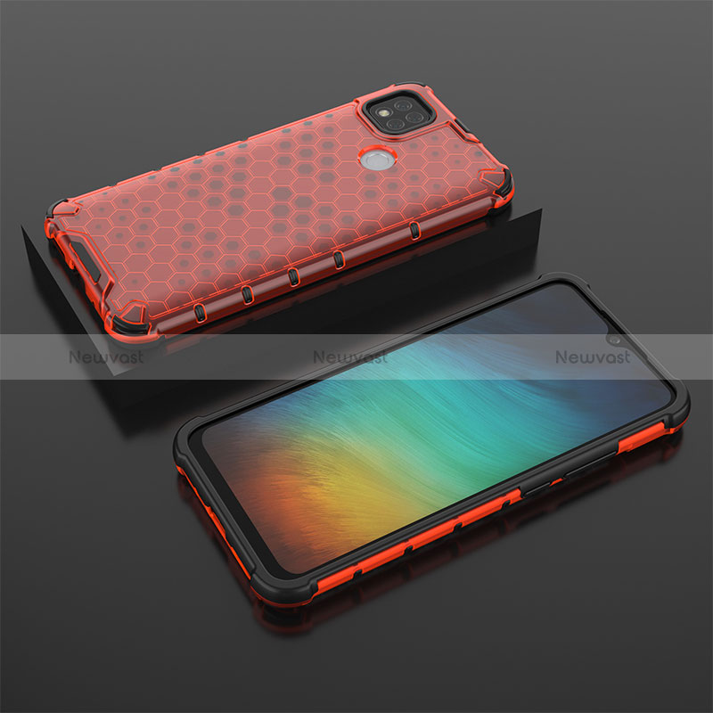 Silicone Transparent Frame Case Cover 360 Degrees AM2 for Xiaomi POCO C3 Red