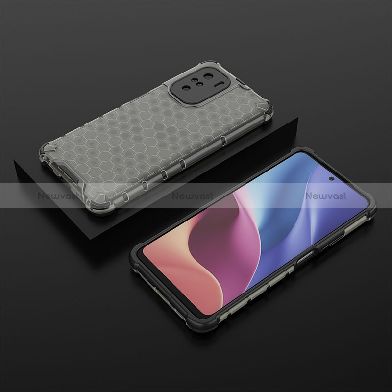 Silicone Transparent Frame Case Cover 360 Degrees AM2 for Xiaomi Poco F3 5G Black