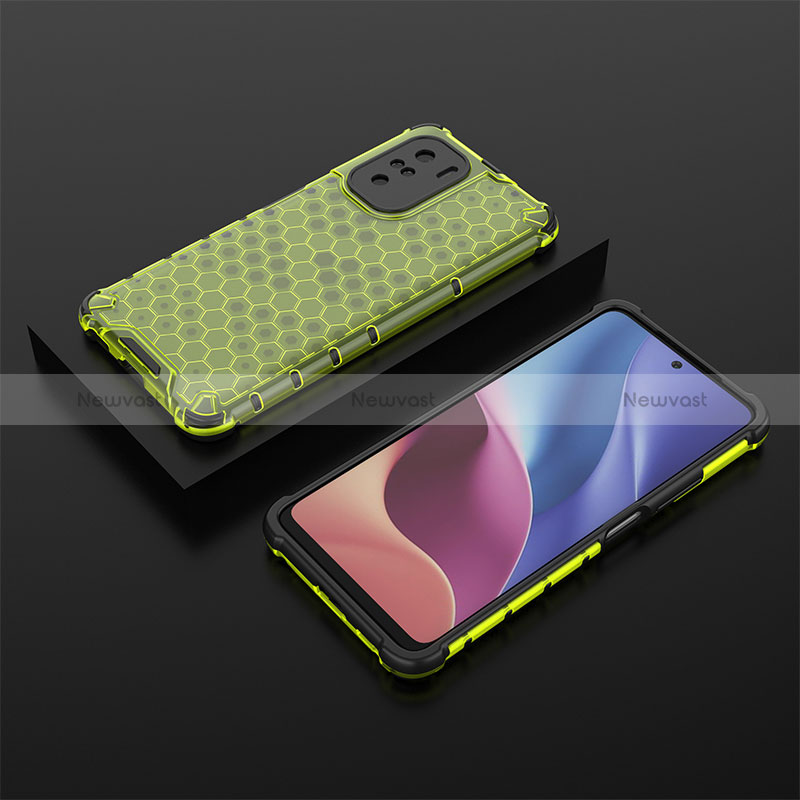 Silicone Transparent Frame Case Cover 360 Degrees AM2 for Xiaomi Poco F3 5G Green
