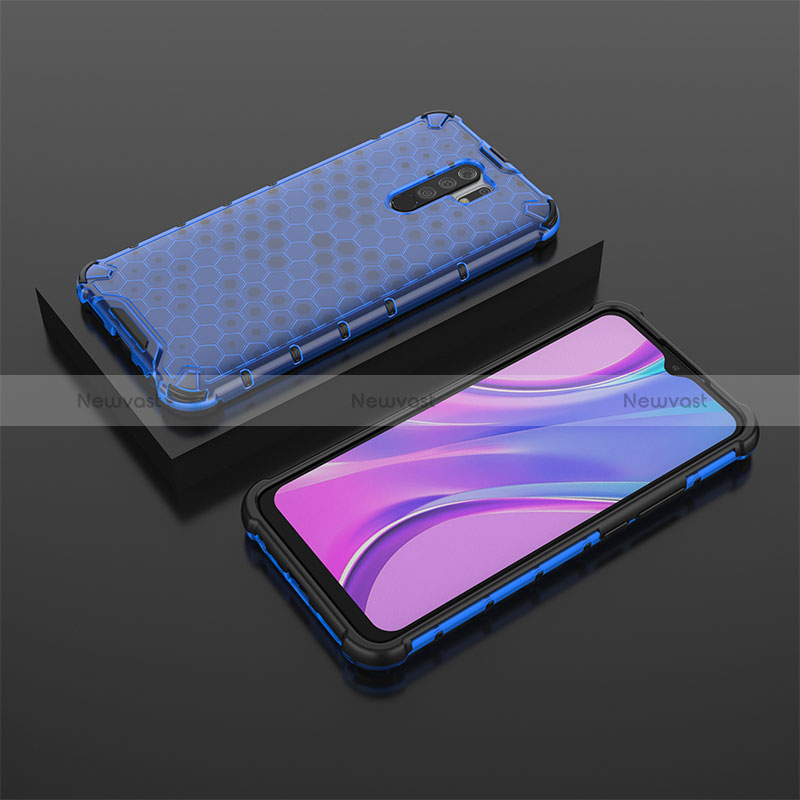 Silicone Transparent Frame Case Cover 360 Degrees AM2 for Xiaomi Poco M2 Blue