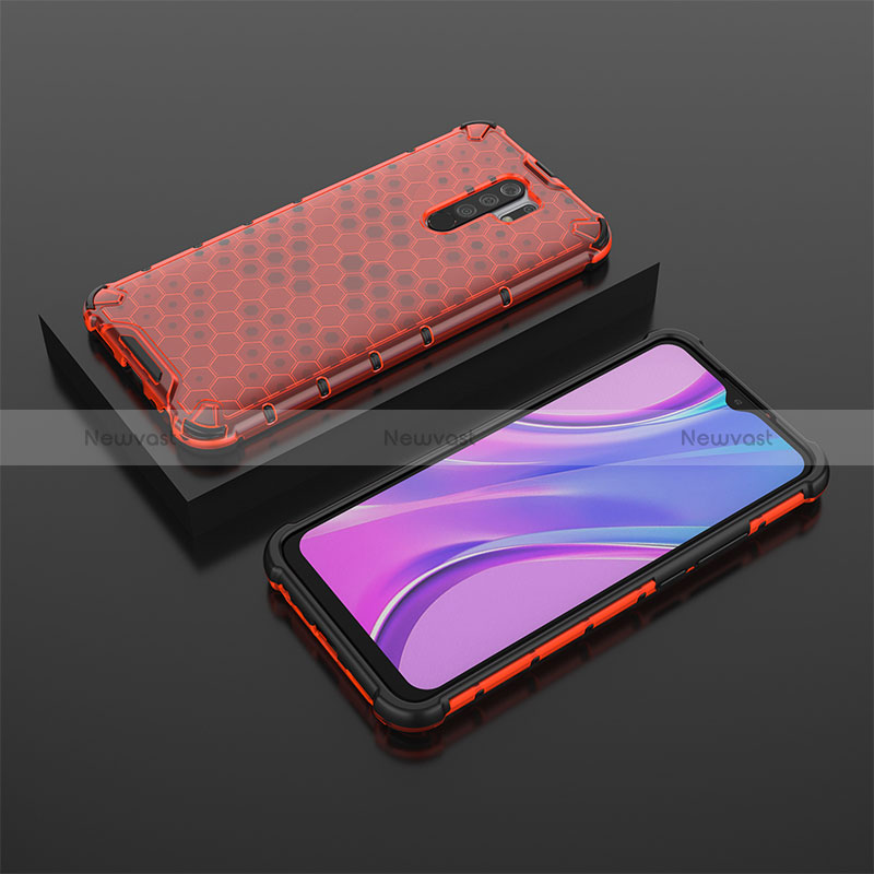 Silicone Transparent Frame Case Cover 360 Degrees AM2 for Xiaomi Poco M2 Red