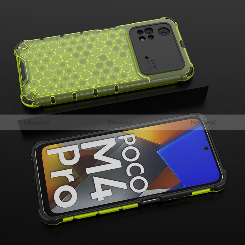 Silicone Transparent Frame Case Cover 360 Degrees AM2 for Xiaomi Poco M4 Pro 4G Green