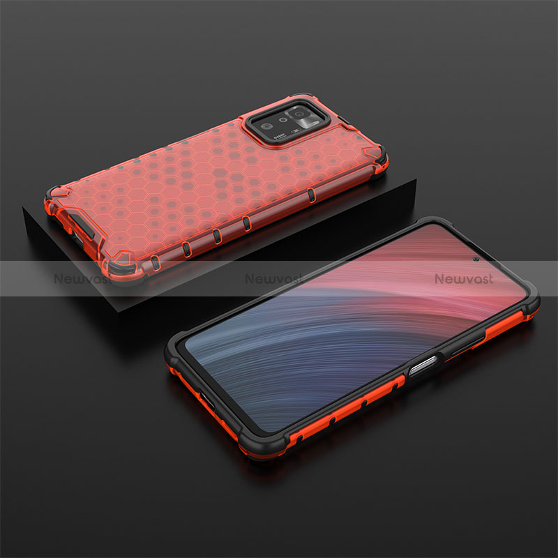 Silicone Transparent Frame Case Cover 360 Degrees AM2 for Xiaomi Poco X3 GT 5G Red