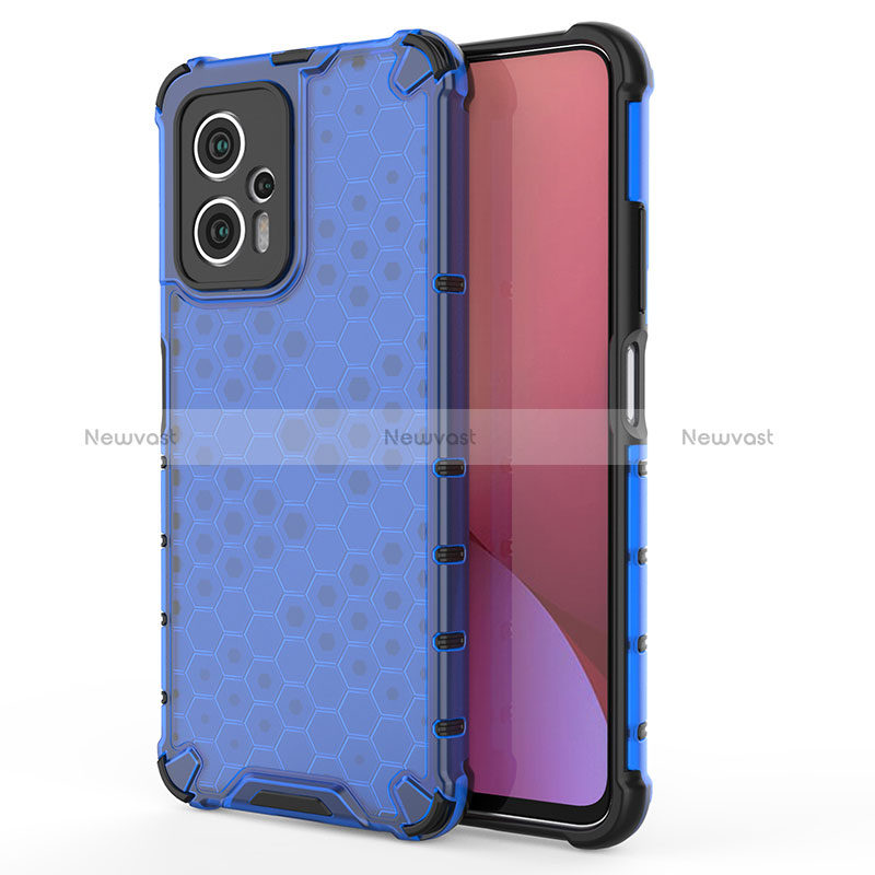 Silicone Transparent Frame Case Cover 360 Degrees AM2 for Xiaomi Poco X4 GT 5G Blue