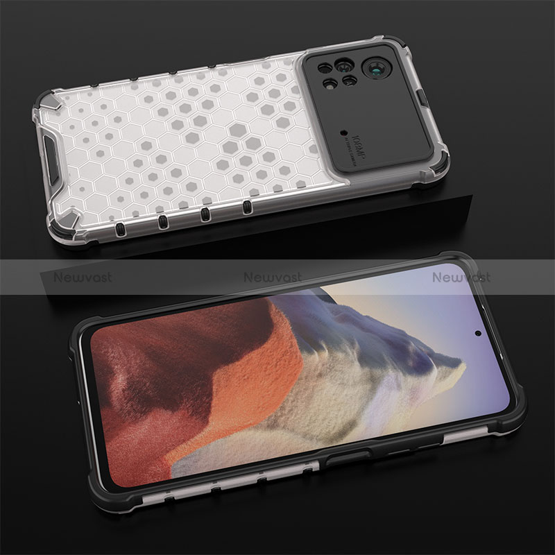 Silicone Transparent Frame Case Cover 360 Degrees AM2 for Xiaomi Poco X4 Pro 5G White