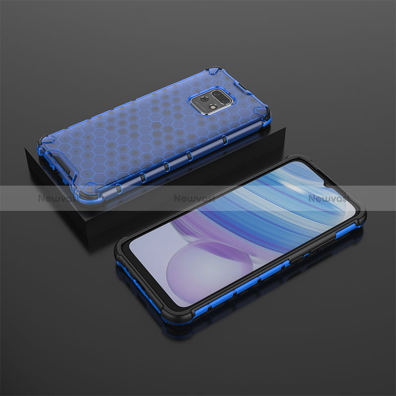 Silicone Transparent Frame Case Cover 360 Degrees AM2 for Xiaomi Redmi 10X Pro 5G Blue