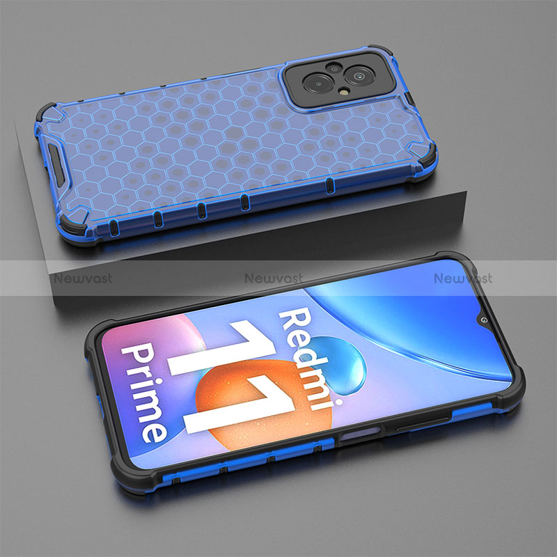 Silicone Transparent Frame Case Cover 360 Degrees AM2 for Xiaomi Redmi 11 Prime 4G Blue