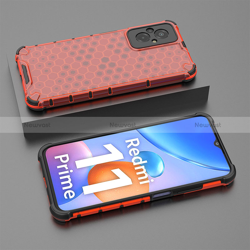 Silicone Transparent Frame Case Cover 360 Degrees AM2 for Xiaomi Redmi 11 Prime 4G Red