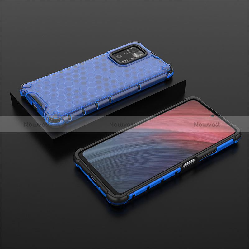Silicone Transparent Frame Case Cover 360 Degrees AM2 for Xiaomi Redmi Note 10 Pro 5G Blue