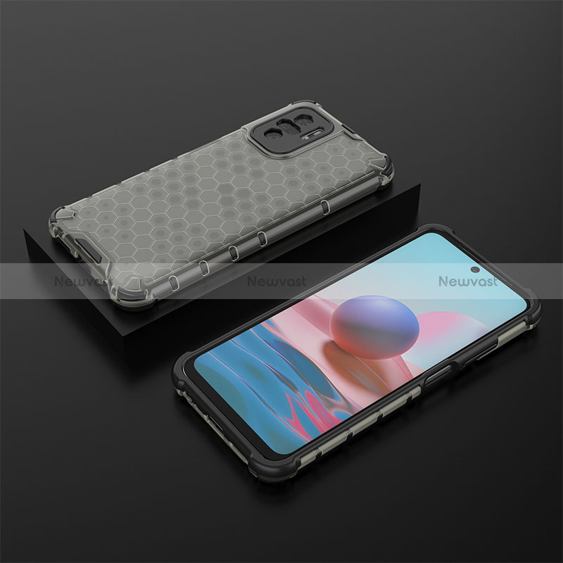 Silicone Transparent Frame Case Cover 360 Degrees AM2 for Xiaomi Redmi Note 10S 4G Black