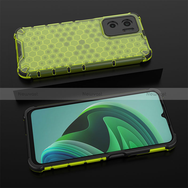 Silicone Transparent Frame Case Cover 360 Degrees AM2 for Xiaomi Redmi Note 11E 5G Green