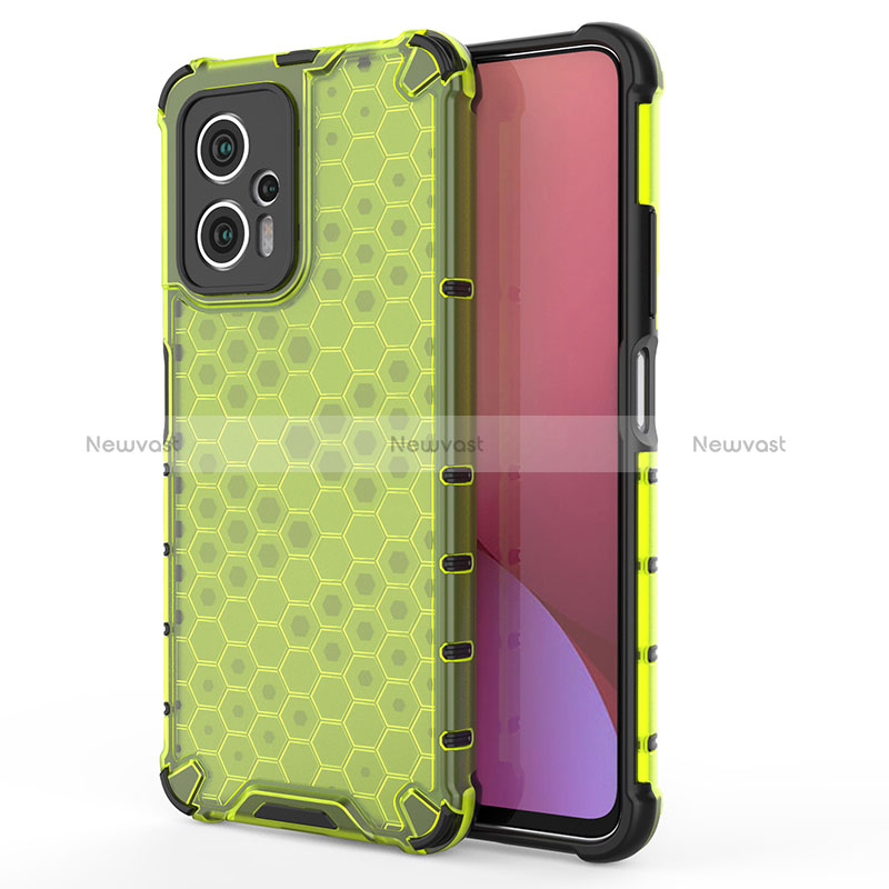 Silicone Transparent Frame Case Cover 360 Degrees AM2 for Xiaomi Redmi Note 11T Pro 5G Green