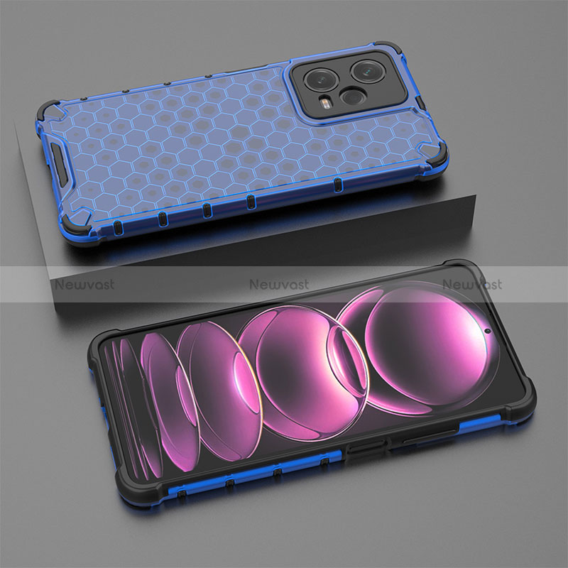 Silicone Transparent Frame Case Cover 360 Degrees AM2 for Xiaomi Redmi Note 12 Pro 5G Blue