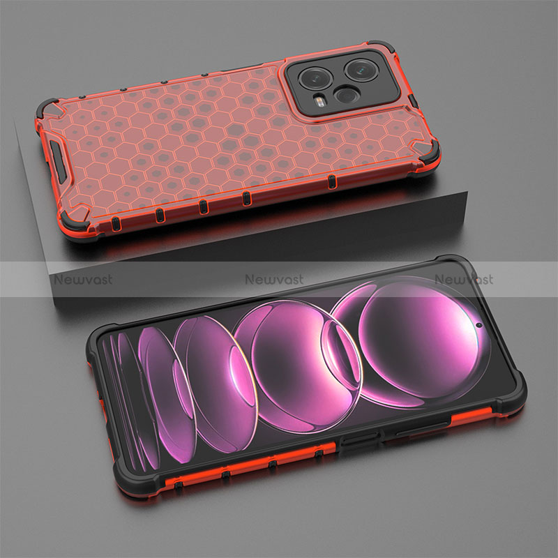 Silicone Transparent Frame Case Cover 360 Degrees AM2 for Xiaomi Redmi Note 12 Pro 5G Red