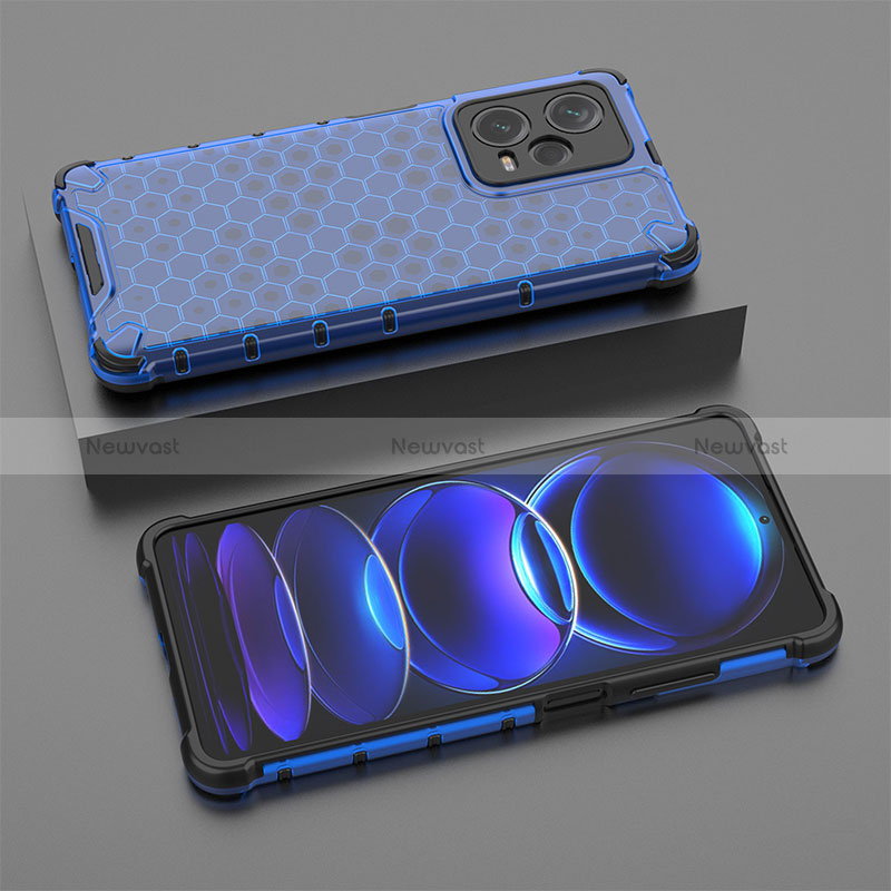 Silicone Transparent Frame Case Cover 360 Degrees AM2 for Xiaomi Redmi Note 12 Pro+ Plus 5G Blue