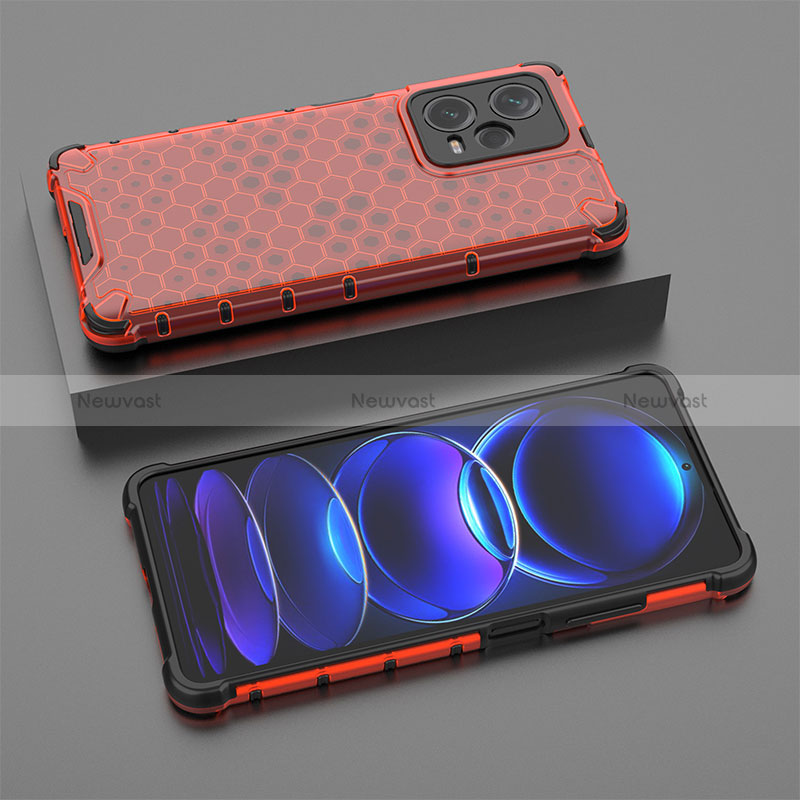 Silicone Transparent Frame Case Cover 360 Degrees AM2 for Xiaomi Redmi Note 12 Pro+ Plus 5G Red