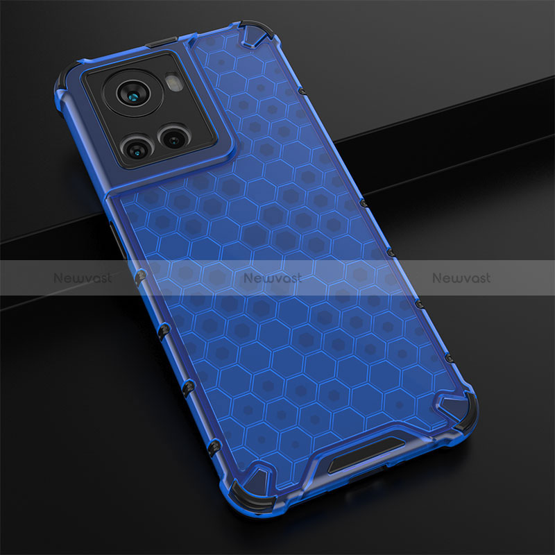 Silicone Transparent Frame Case Cover 360 Degrees AM3 for OnePlus 10R 5G Blue