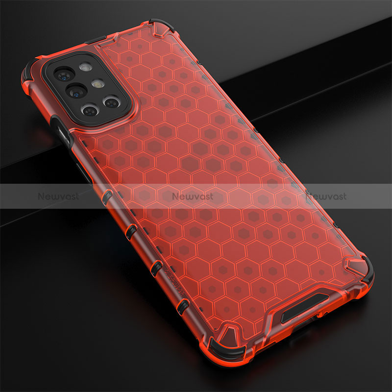 Silicone Transparent Frame Case Cover 360 Degrees AM3 for OnePlus 9R 5G Red