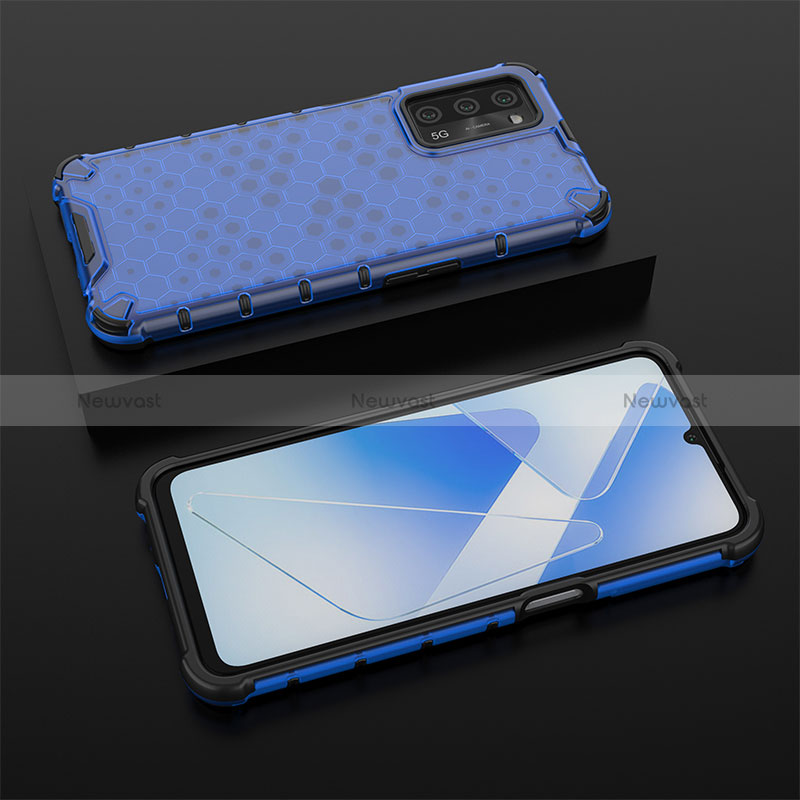 Silicone Transparent Frame Case Cover 360 Degrees AM3 for Oppo A53s 5G Blue