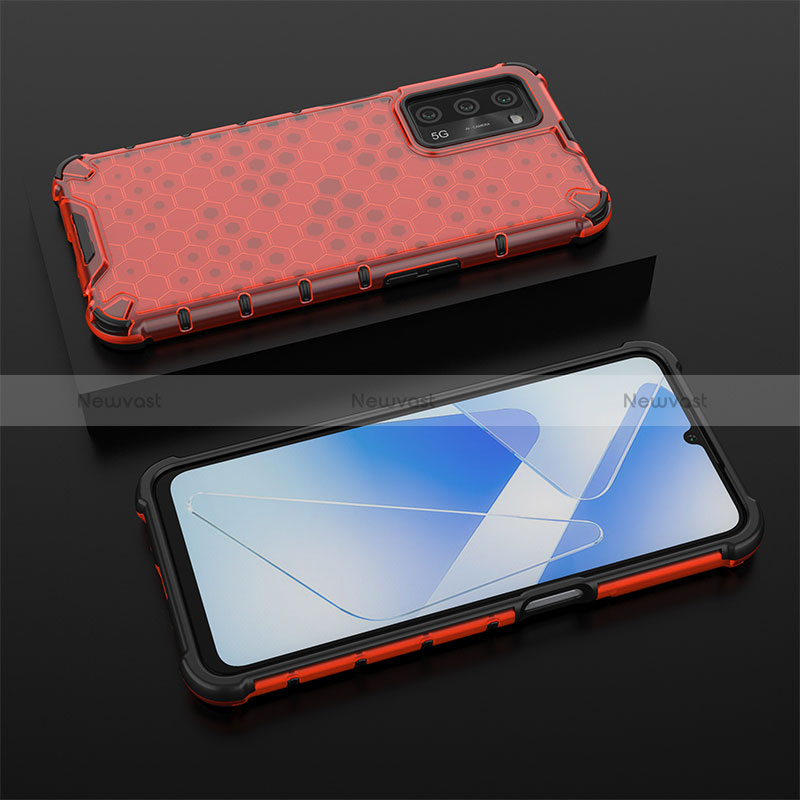 Silicone Transparent Frame Case Cover 360 Degrees AM3 for Oppo A53s 5G Red