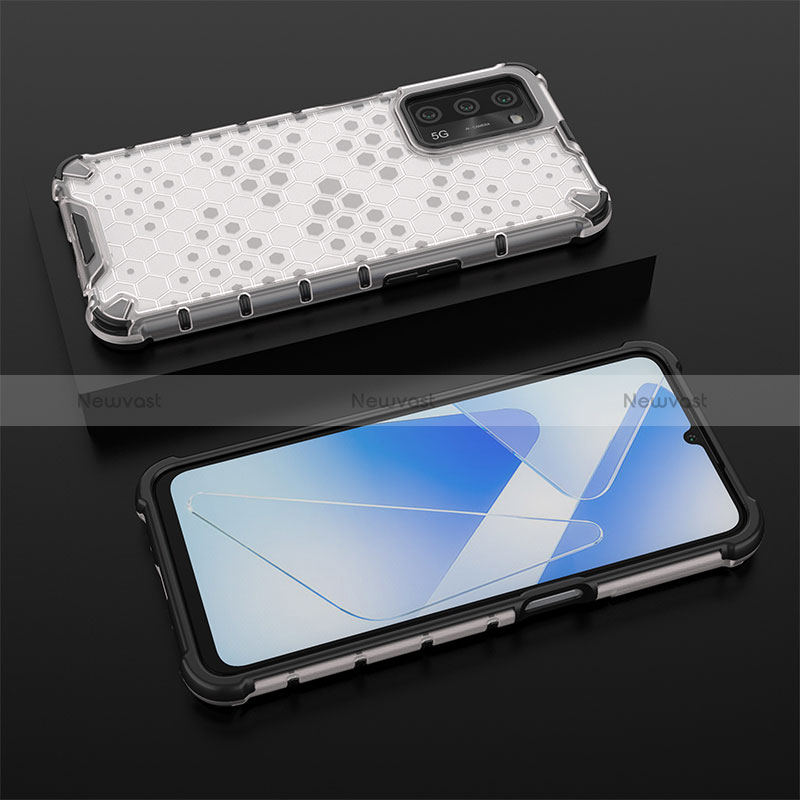 Silicone Transparent Frame Case Cover 360 Degrees AM3 for Oppo A53s 5G White