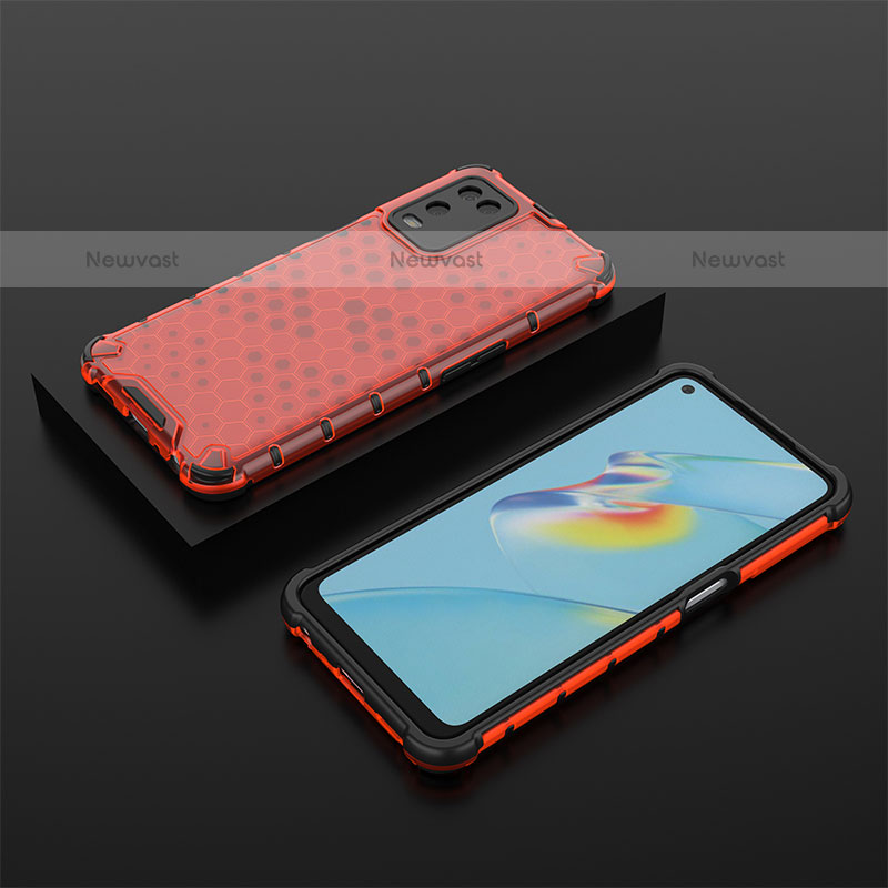 Silicone Transparent Frame Case Cover 360 Degrees AM3 for Oppo A54 4G Red