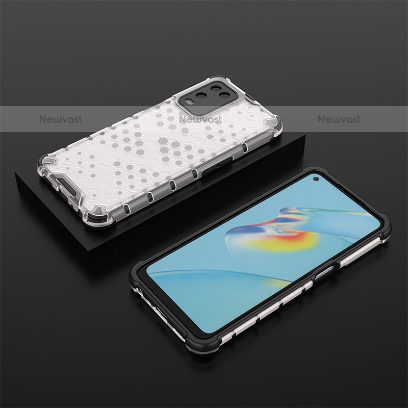 Silicone Transparent Frame Case Cover 360 Degrees AM3 for Oppo A54 4G White