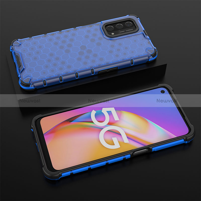 Silicone Transparent Frame Case Cover 360 Degrees AM3 for Oppo A54 5G Blue