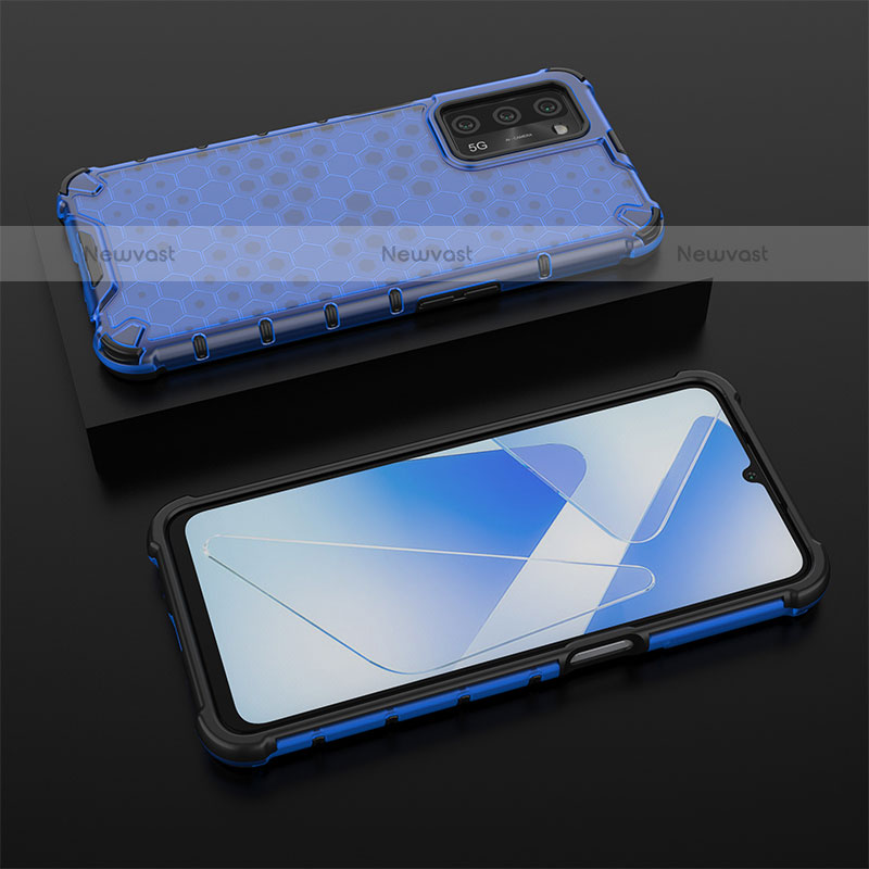 Silicone Transparent Frame Case Cover 360 Degrees AM3 for Oppo A55 5G Blue