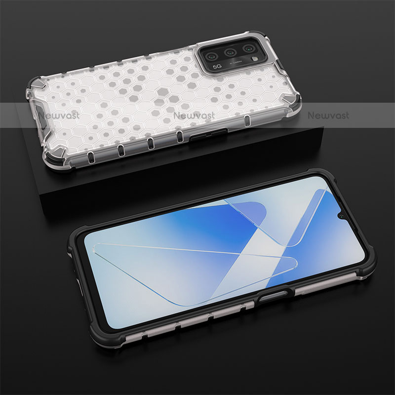 Silicone Transparent Frame Case Cover 360 Degrees AM3 for Oppo A55 5G White