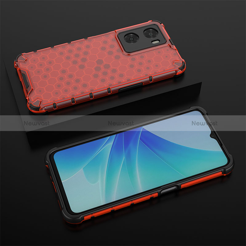 Silicone Transparent Frame Case Cover 360 Degrees AM3 for Oppo A57 4G Red