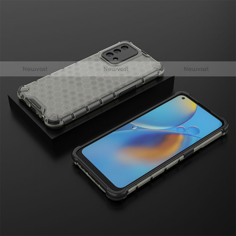 Silicone Transparent Frame Case Cover 360 Degrees AM3 for Oppo A74 4G Black