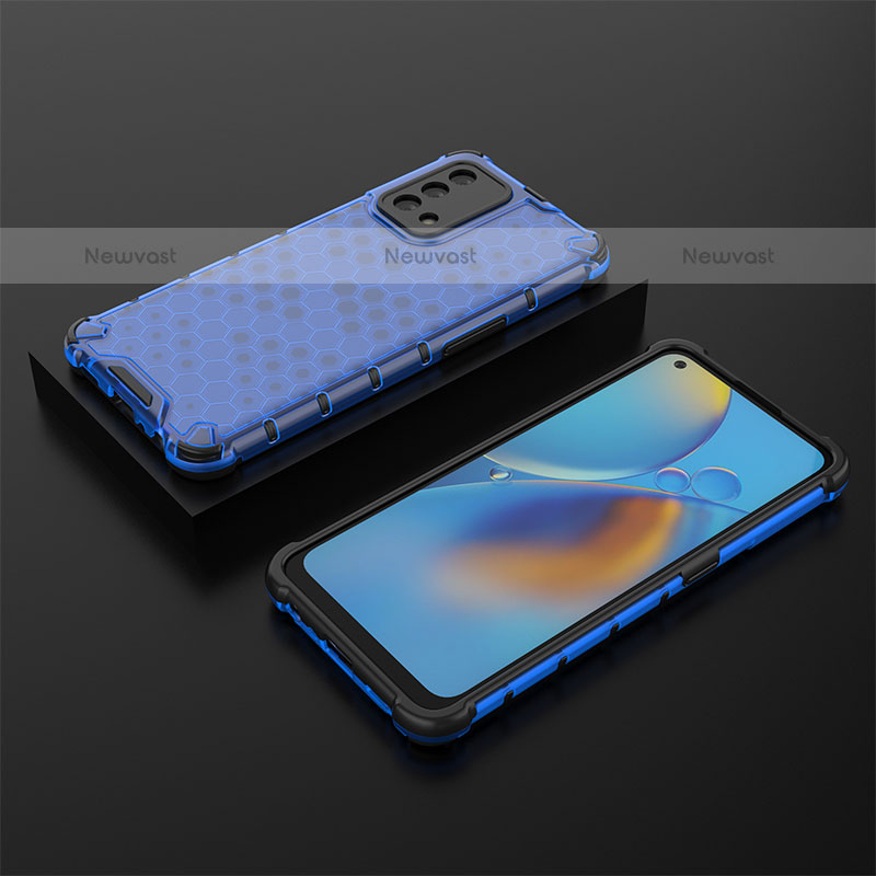 Silicone Transparent Frame Case Cover 360 Degrees AM3 for Oppo A74 4G Blue