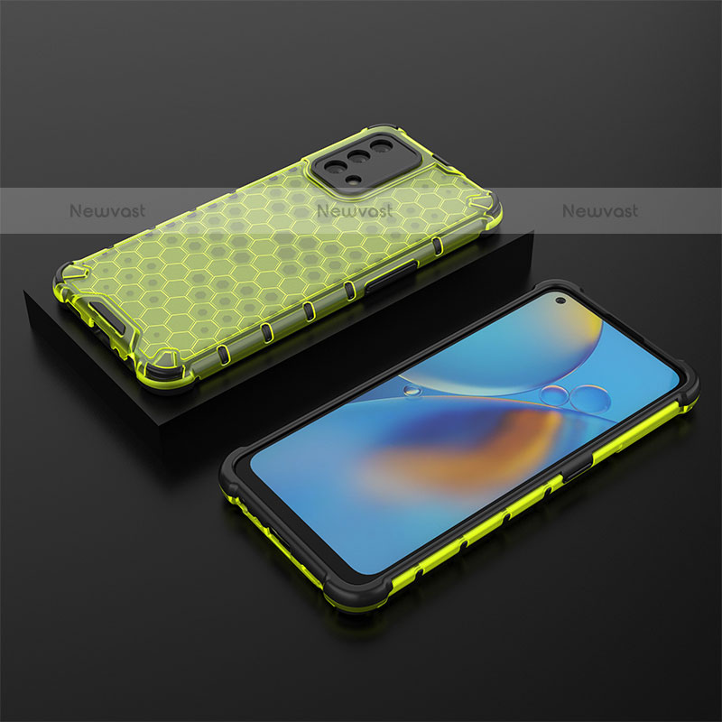 Silicone Transparent Frame Case Cover 360 Degrees AM3 for Oppo A74 4G Green