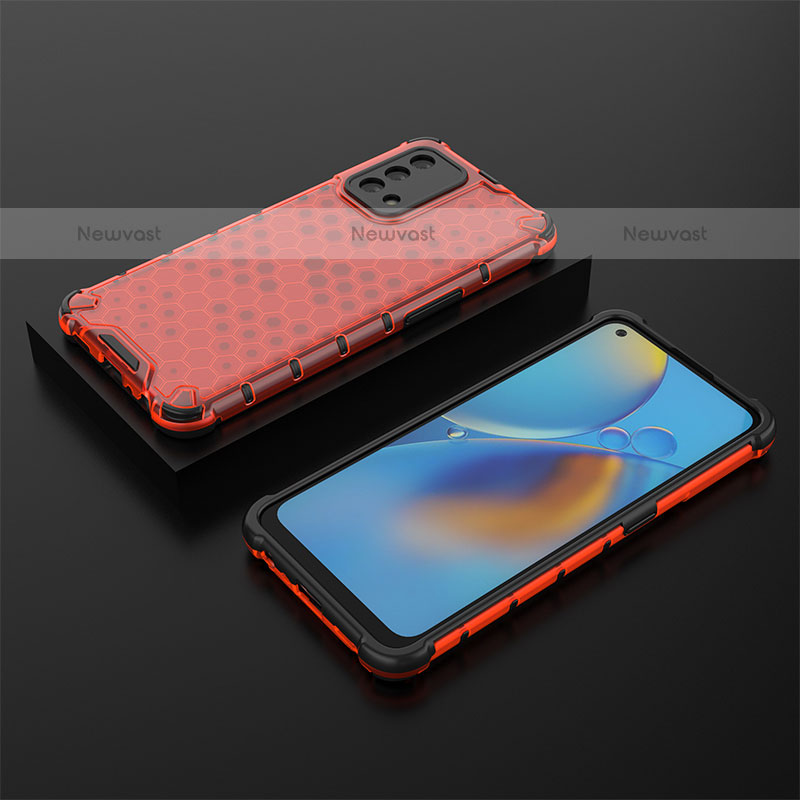 Silicone Transparent Frame Case Cover 360 Degrees AM3 for Oppo A74 4G Red